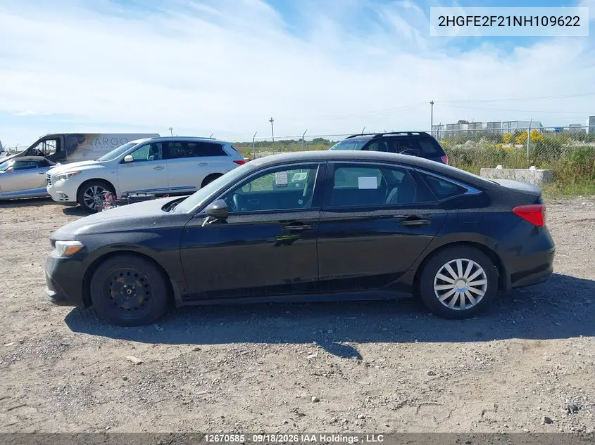2022 HONDA CIVIC VIN 2HGFE2F21NH109622 — фото 14
