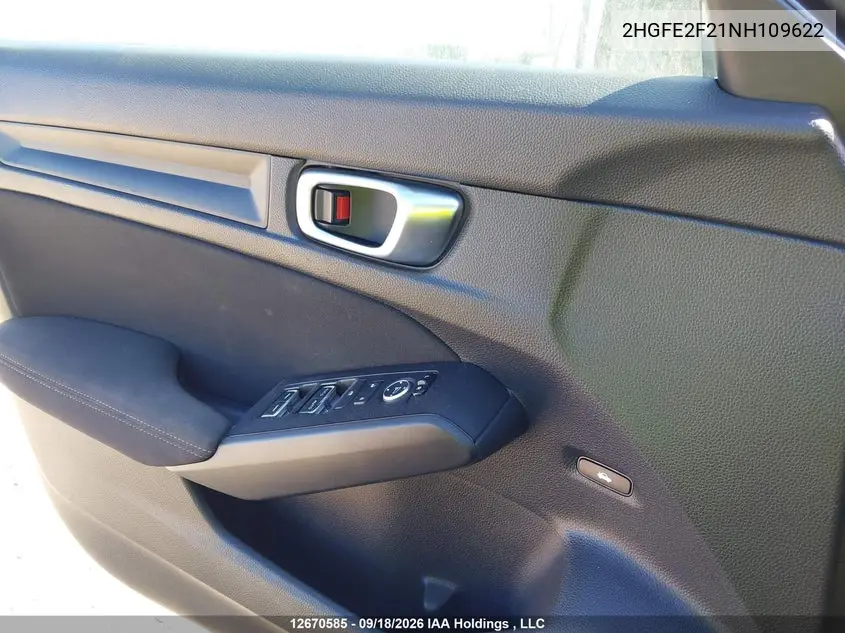2022 HONDA CIVIC VIN 2HGFE2F21NH109622 — фото 19