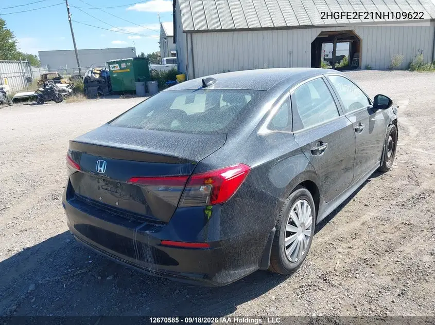 2022 HONDA CIVIC VIN 2HGFE2F21NH109622 — фото 4