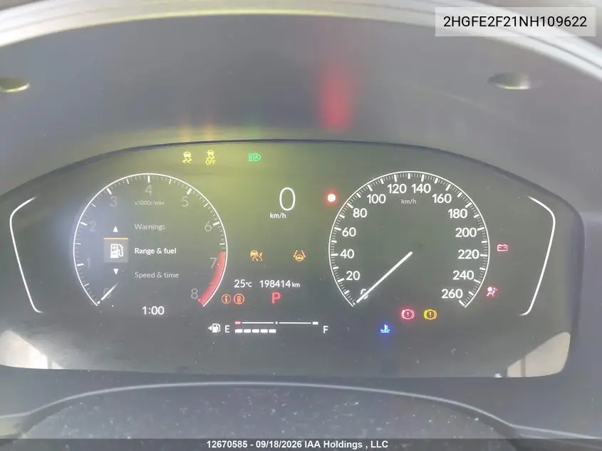 2022 HONDA CIVIC VIN 2HGFE2F21NH109622 — фото 7