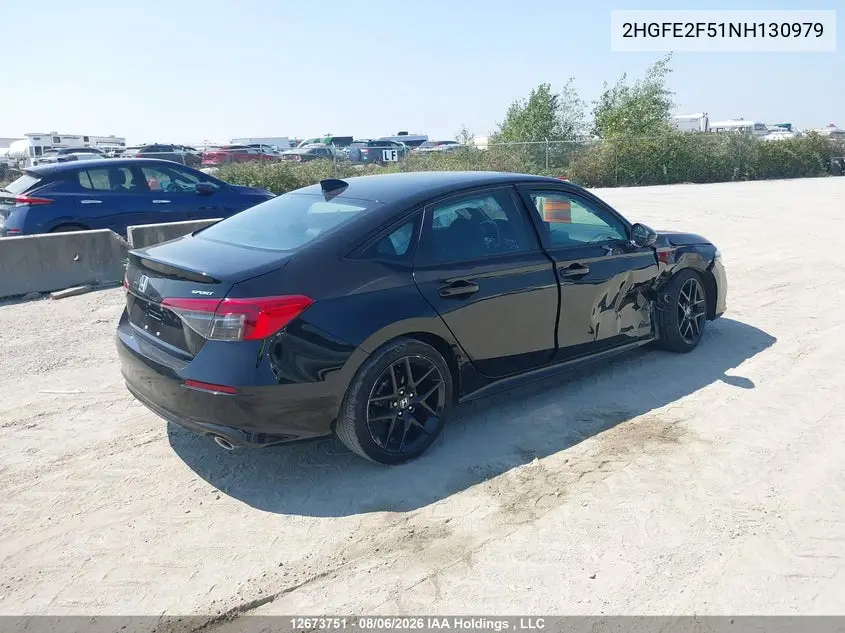 2022 HONDA CIVIC VIN 2HGFE2F51NH130979 — фото 4