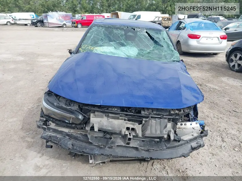 2022 HONDA CIVIC VIN 2HGFE2F52NH115245 — фото 11