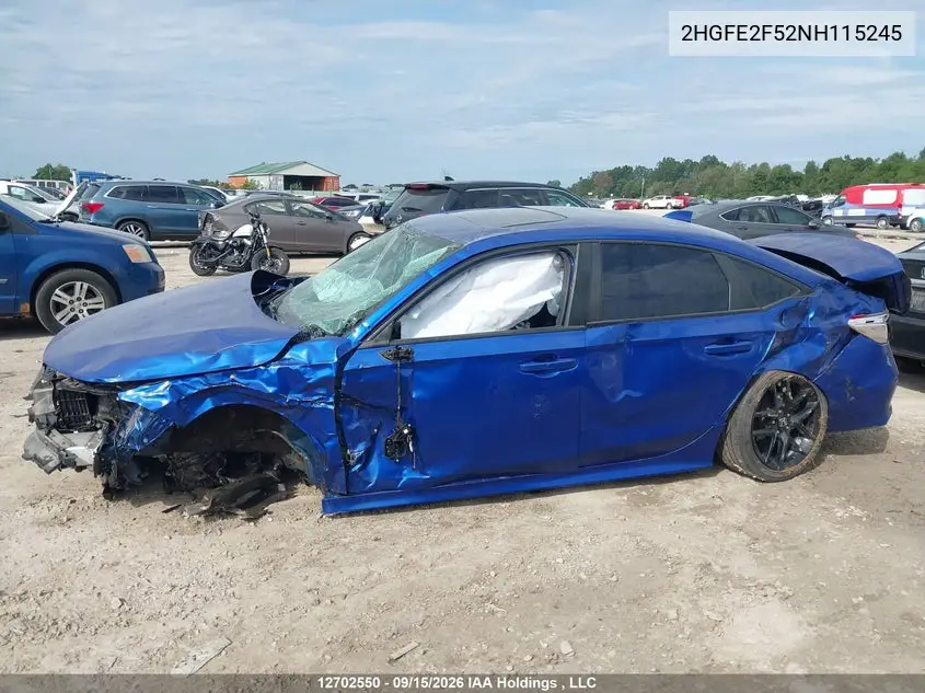2022 HONDA CIVIC VIN 2HGFE2F52NH115245 — фото 13