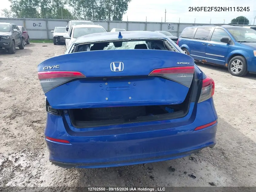 2022 HONDA CIVIC VIN 2HGFE2F52NH115245 — фото 15