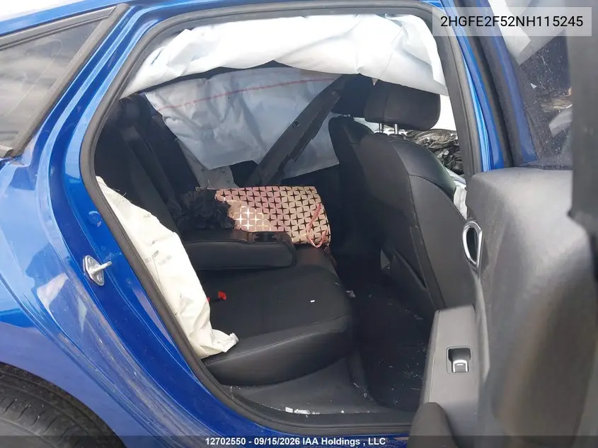 2022 HONDA CIVIC VIN 2HGFE2F52NH115245 — фото 8