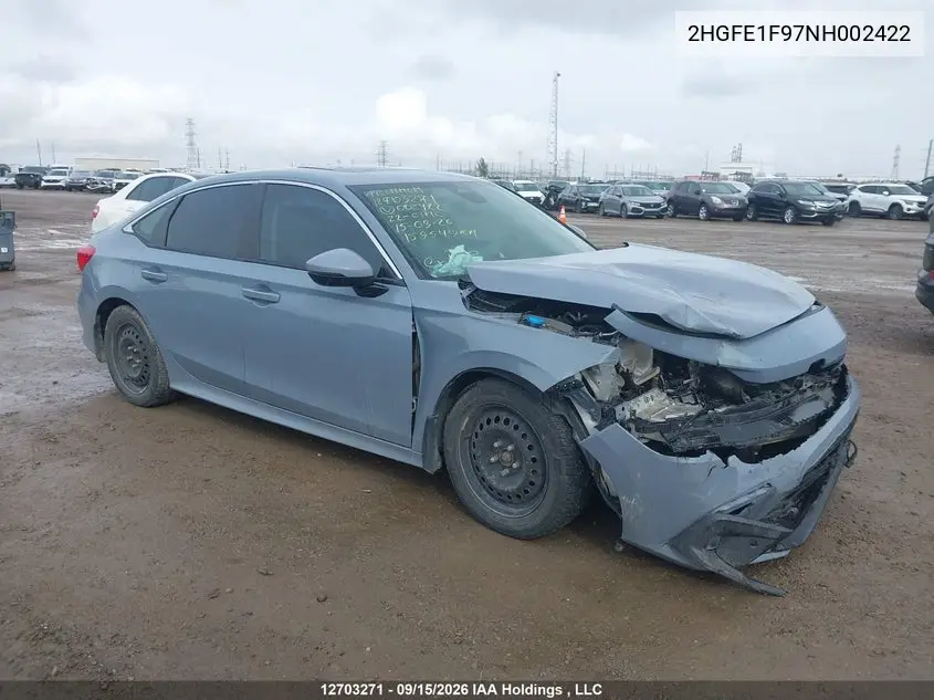 HONDA CIVIC 2022, VIN 2HGFE1F97NH002422