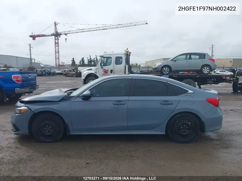 2022 HONDA CIVIC VIN 2HGFE1F97NH002422 — фото 13