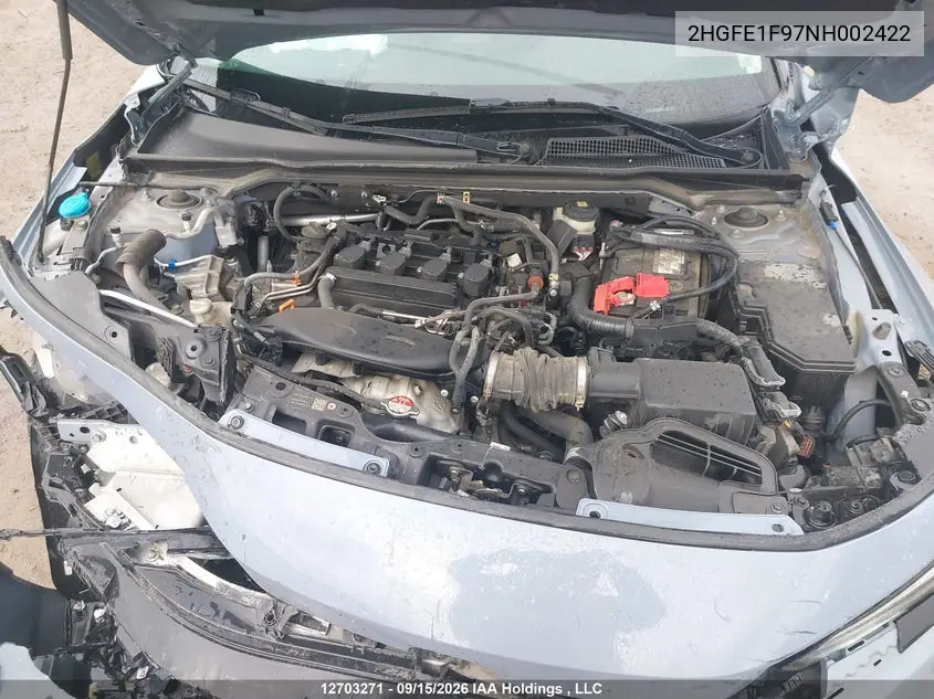 2022 HONDA CIVIC VIN 2HGFE1F97NH002422 — фото 9