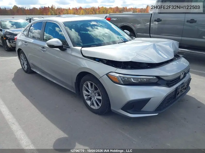 HONDA CIVIC 2022, VIN 2HGFE2F32NH122503