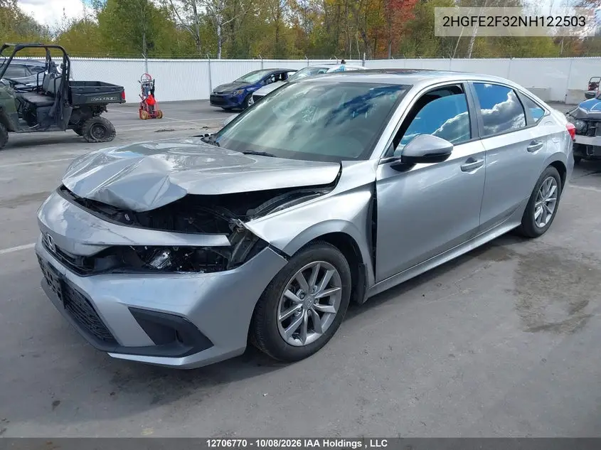 2022 HONDA CIVIC VIN 2HGFE2F32NH122503 — фото 2