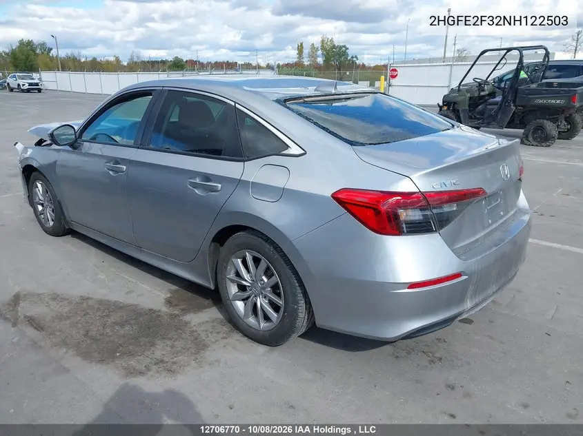 2022 HONDA CIVIC VIN 2HGFE2F32NH122503 — фото 3