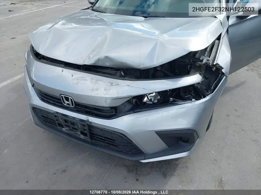 2022 HONDA CIVIC VIN 2HGFE2F32NH122503 — фото 6