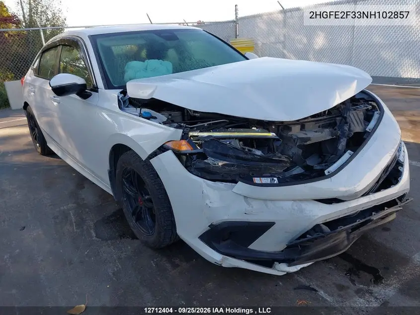 HONDA CIVIC 2022, VIN 2HGFE2F33NH102857