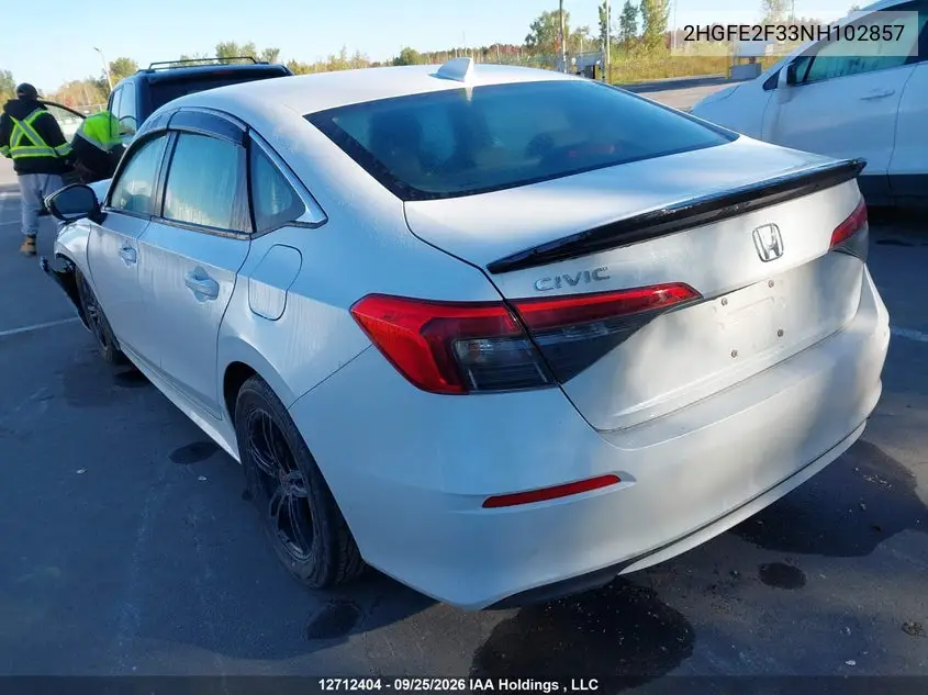2022 HONDA CIVIC VIN 2HGFE2F33NH102857 — фото 3
