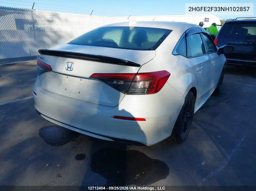 2022 HONDA CIVIC VIN 2HGFE2F33NH102857 — фото 4