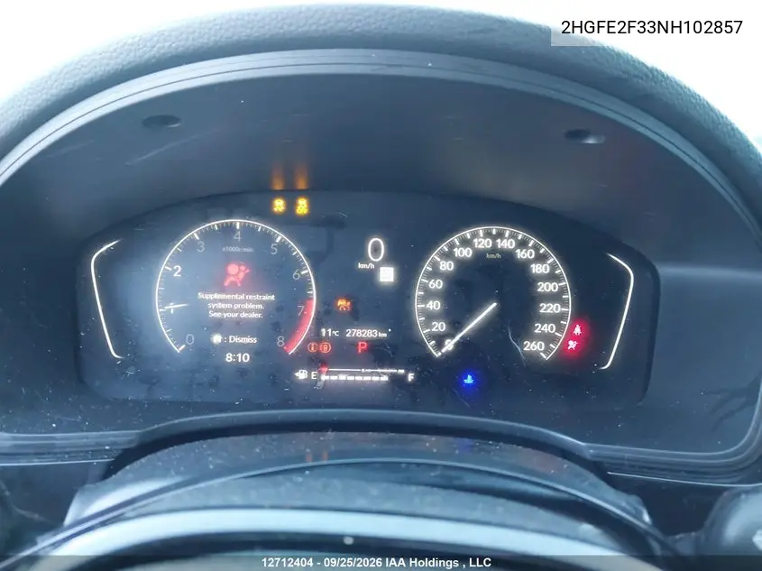 2022 HONDA CIVIC VIN 2HGFE2F33NH102857 — фото 7
