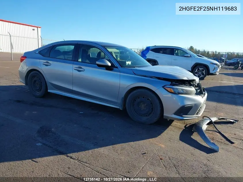 HONDA CIVIC 2022, VIN 2HGFE2F25NH119683