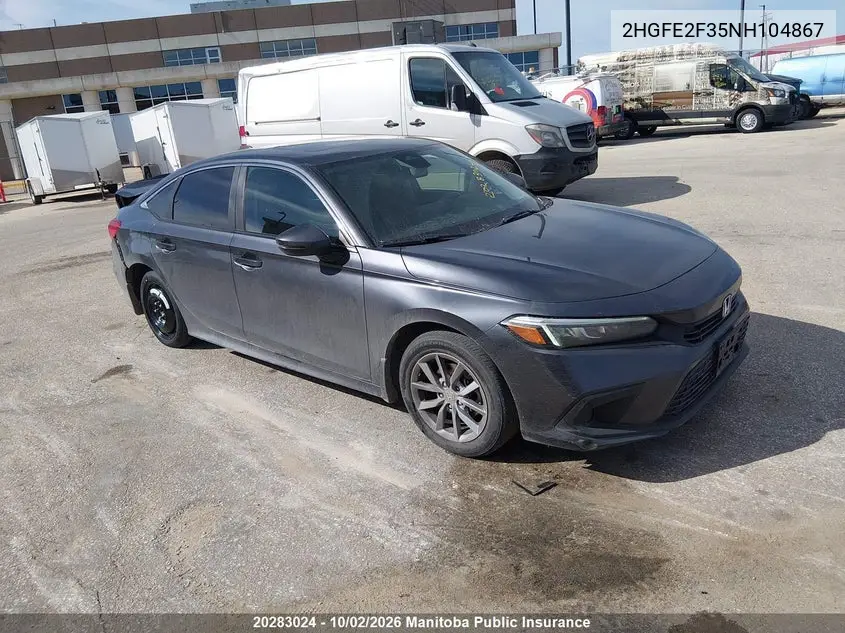 HONDA CIVIC 2022, VIN 2HGFE2F35NH104867