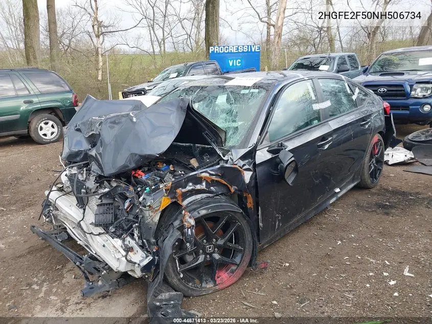 2022 HONDA CIVIC VIN 2HGFE2F50NH506734 — фото 2