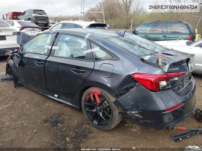 2022 HONDA CIVIC VIN 2HGFE2F50NH506734 — фото 3