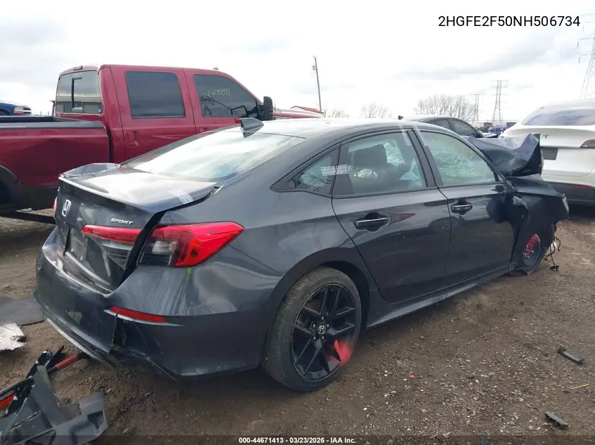 2022 HONDA CIVIC VIN 2HGFE2F50NH506734 — фото 4