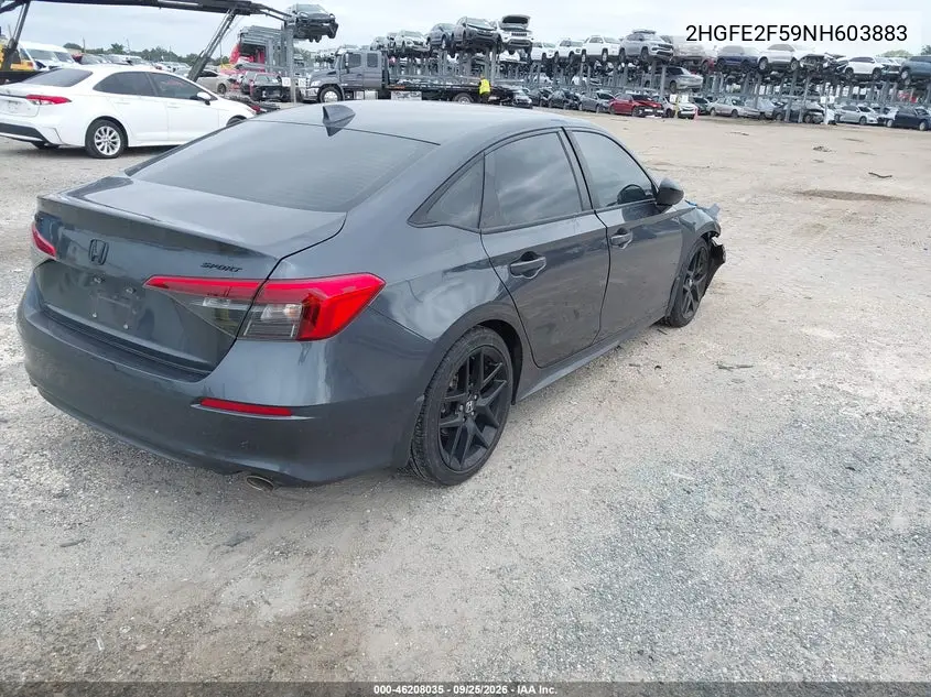 2022 HONDA CIVIC VIN 2HGFE2F59NH603883 — фото 4