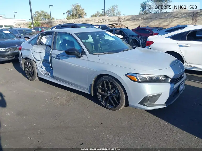 HONDA CIVIC 2022, VIN 2HGFE2F51NH601593