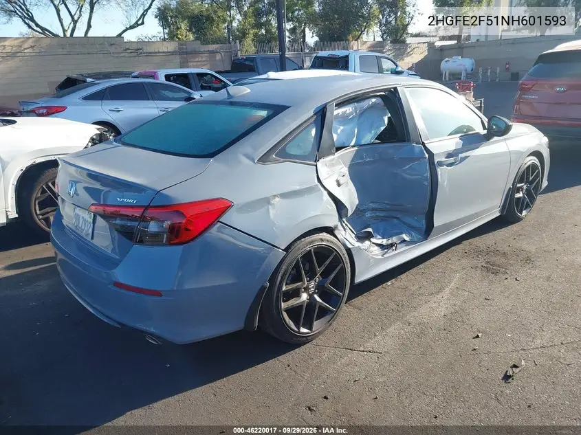 2022 HONDA CIVIC VIN 2HGFE2F51NH601593 — фото 4