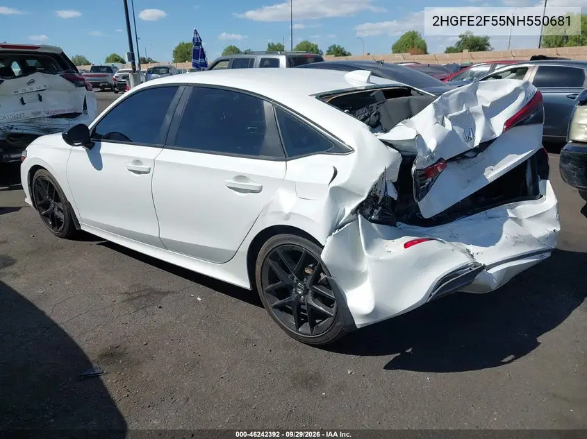 2022 HONDA CIVIC VIN 2HGFE2F55NH550681 — фото 3