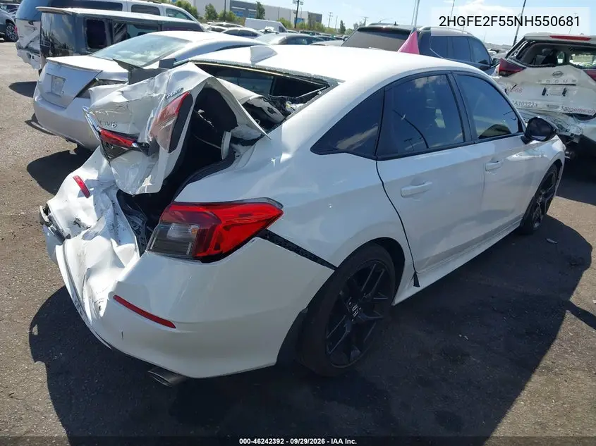 2022 HONDA CIVIC VIN 2HGFE2F55NH550681 — фото 4