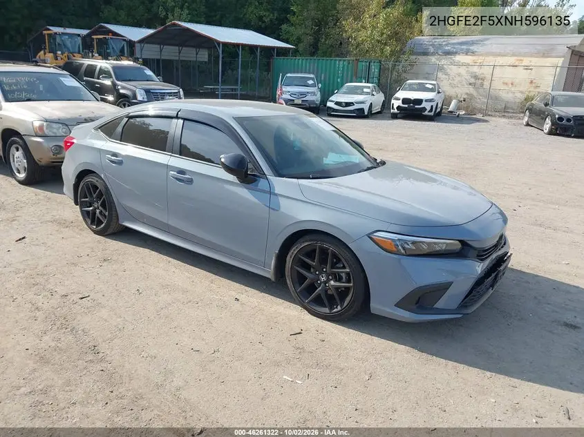 HONDA CIVIC 2022, VIN 2HGFE2F5XNH596135