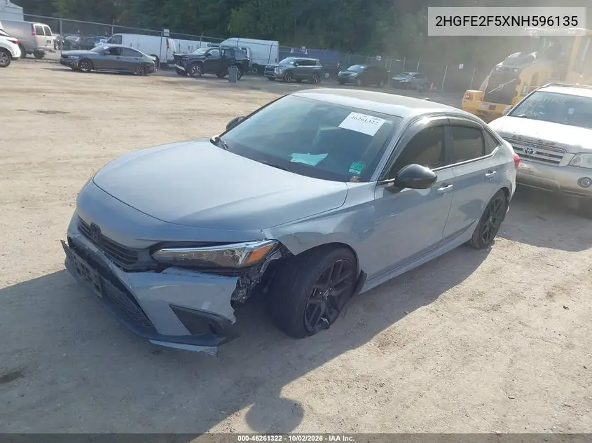 2022 HONDA CIVIC VIN 2HGFE2F5XNH596135 — фото 2