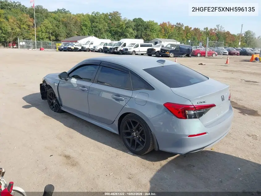 2022 HONDA CIVIC VIN 2HGFE2F5XNH596135 — фото 3