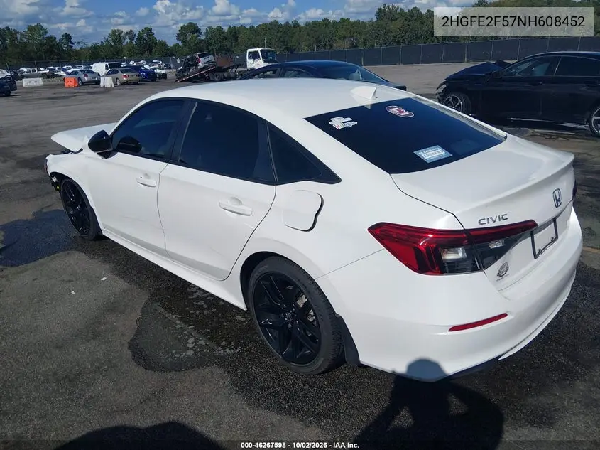 2022 HONDA CIVIC VIN 2HGFE2F57NH608452 — фото 3