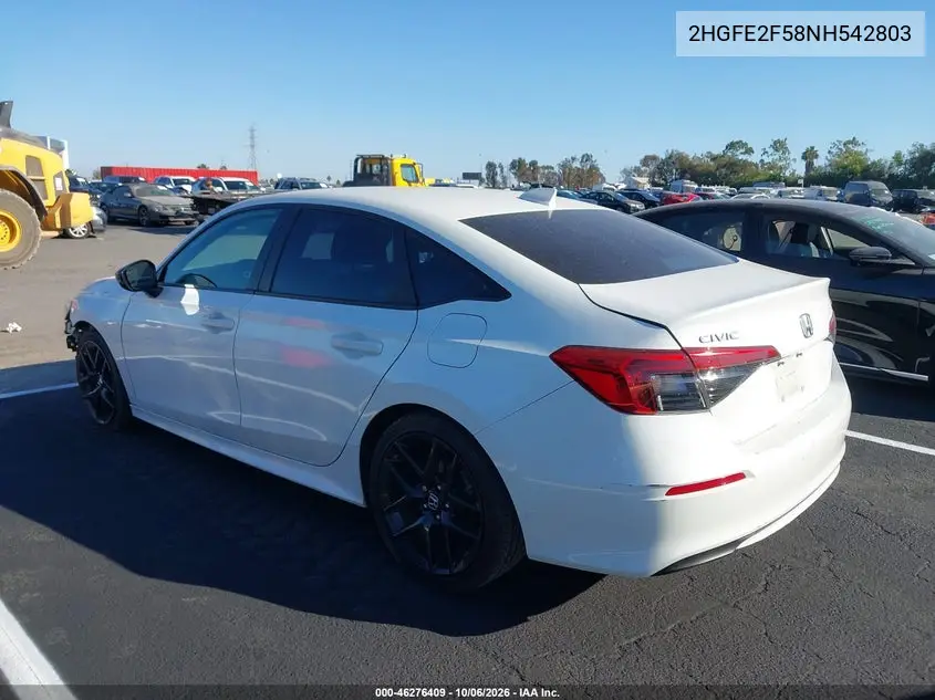 2022 HONDA CIVIC VIN 2HGFE2F58NH542803 — фото 3