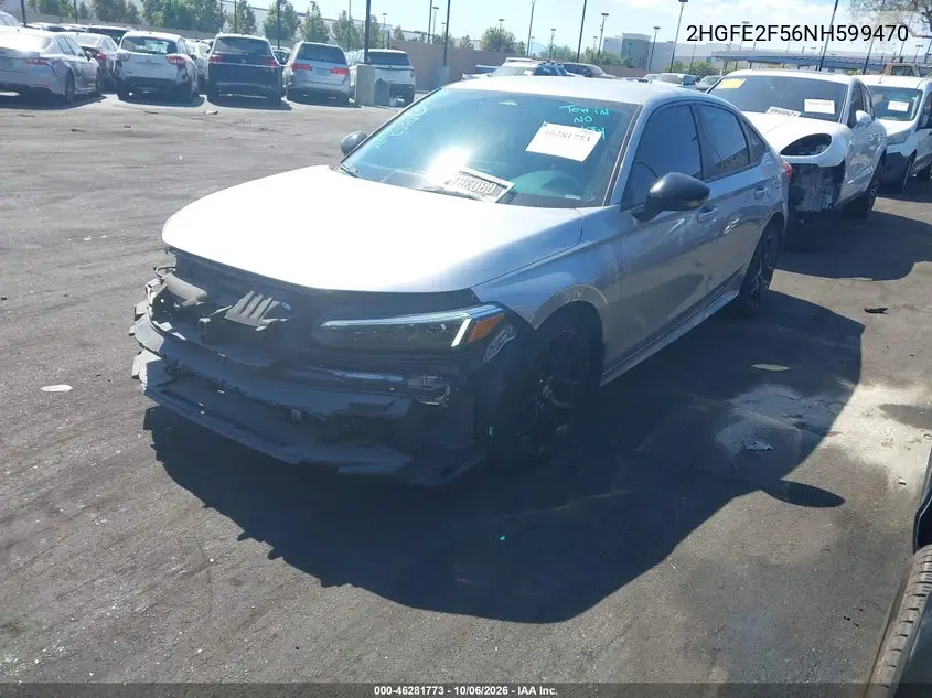 2022 HONDA CIVIC VIN 2HGFE2F56NH599470 — фото 2