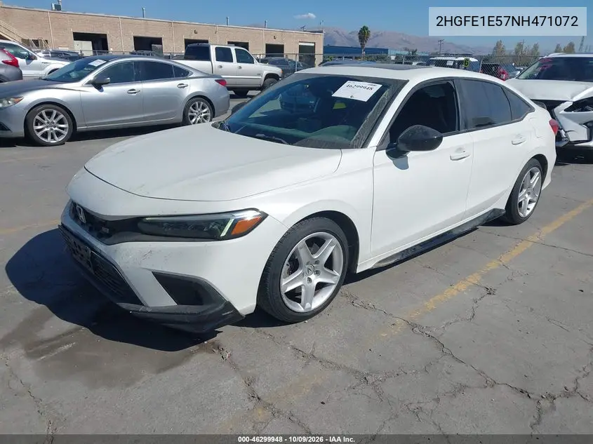 2022 HONDA CIVIC VIN 2HGFE1E57NH471072 — фото 2