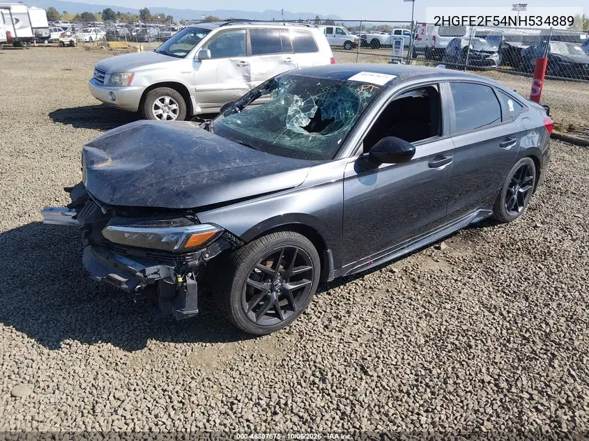2022 HONDA CIVIC VIN 2HGFE2F54NH534889 — фото 2