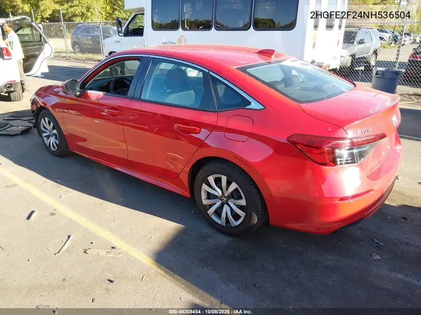 2022 HONDA CIVIC VIN 2HGFE2F24NH536504 — фото 3