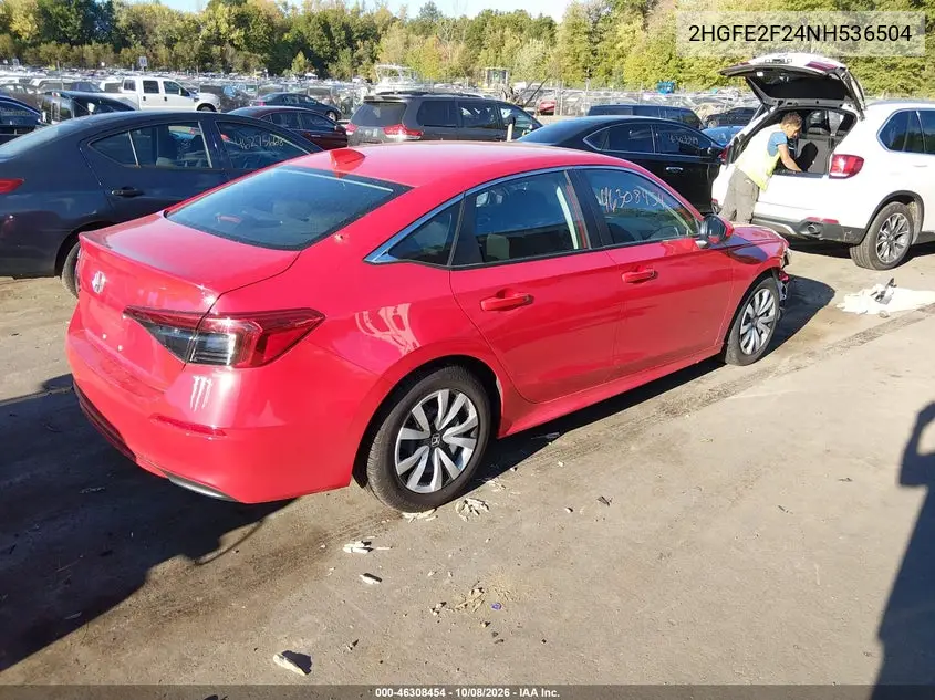 2022 HONDA CIVIC VIN 2HGFE2F24NH536504 — фото 4
