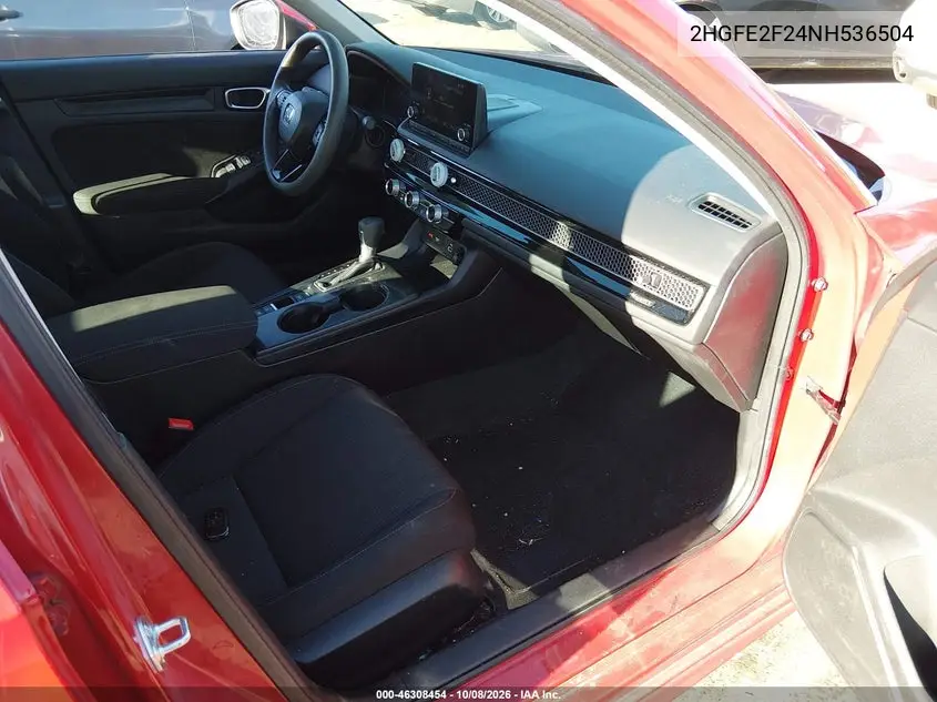 2022 HONDA CIVIC VIN 2HGFE2F24NH536504 — фото 5