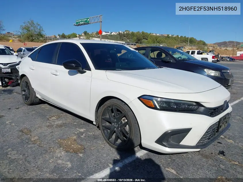 2022 HONDA CIVIC VIN 2HGFE2F53NH518960 — фото 2