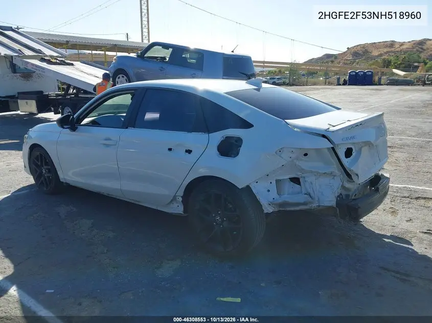 HONDA CIVIC 2022, VIN 2HGFE2F53NH518960