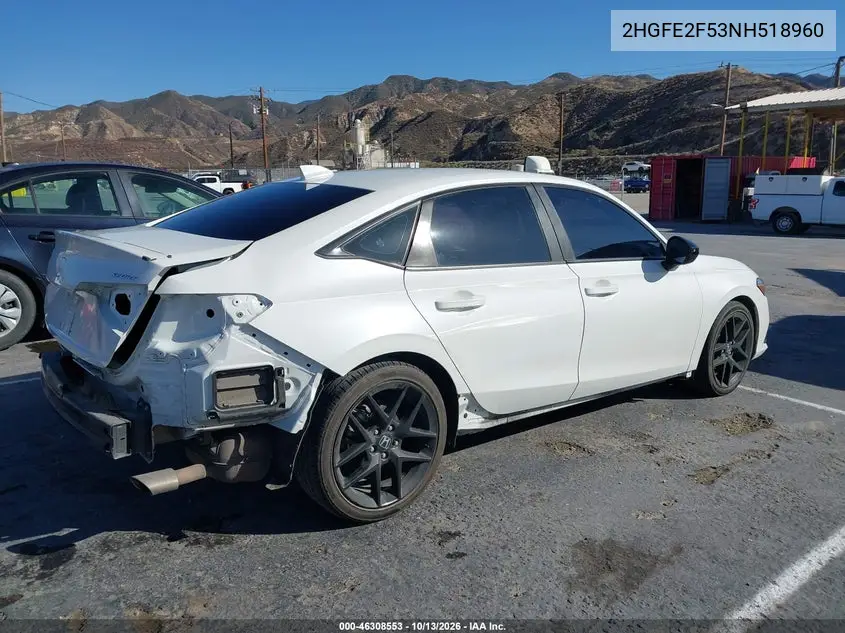 2022 HONDA CIVIC VIN 2HGFE2F53NH518960 — фото 4