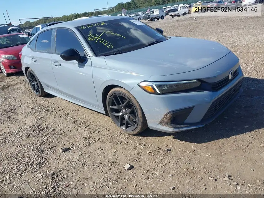HONDA CIVIC 2022, VIN 2HGFE2F52NH534146