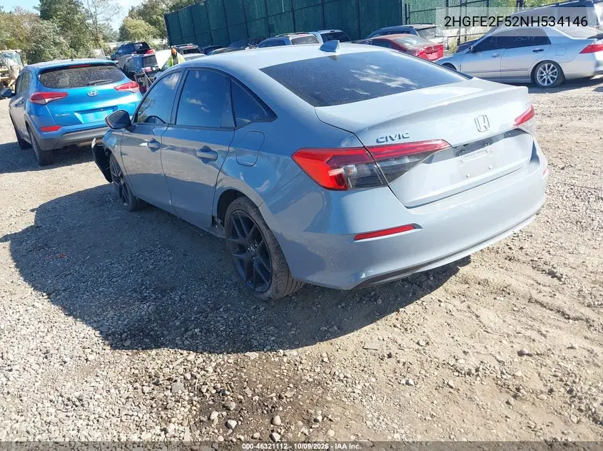 2022 HONDA CIVIC VIN 2HGFE2F52NH534146 — фото 3