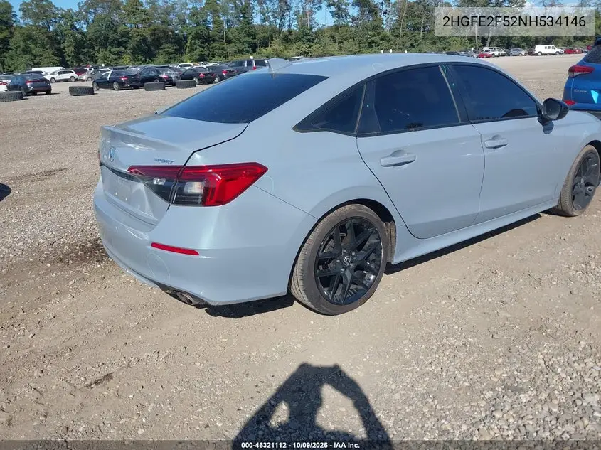2022 HONDA CIVIC VIN 2HGFE2F52NH534146 — фото 4