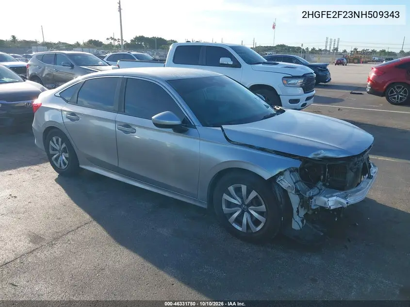 HONDA CIVIC 2022, VIN 2HGFE2F23NH509343