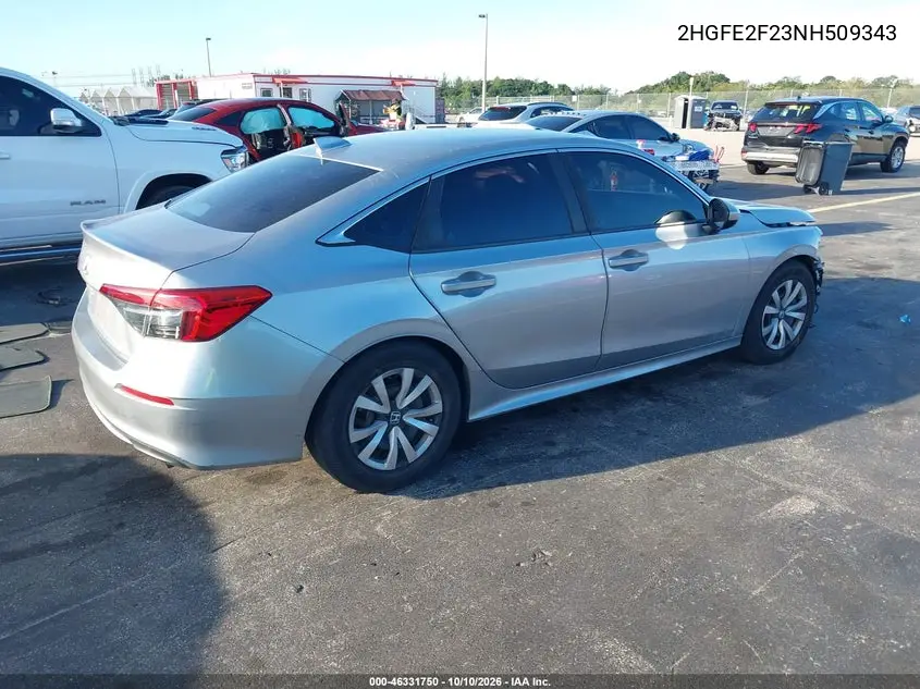 2022 HONDA CIVIC VIN 2HGFE2F23NH509343 — фото 4