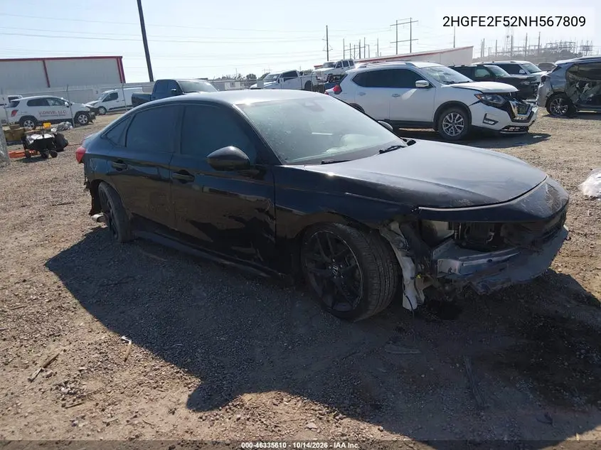 HONDA CIVIC 2022, VIN 2HGFE2F52NH567809